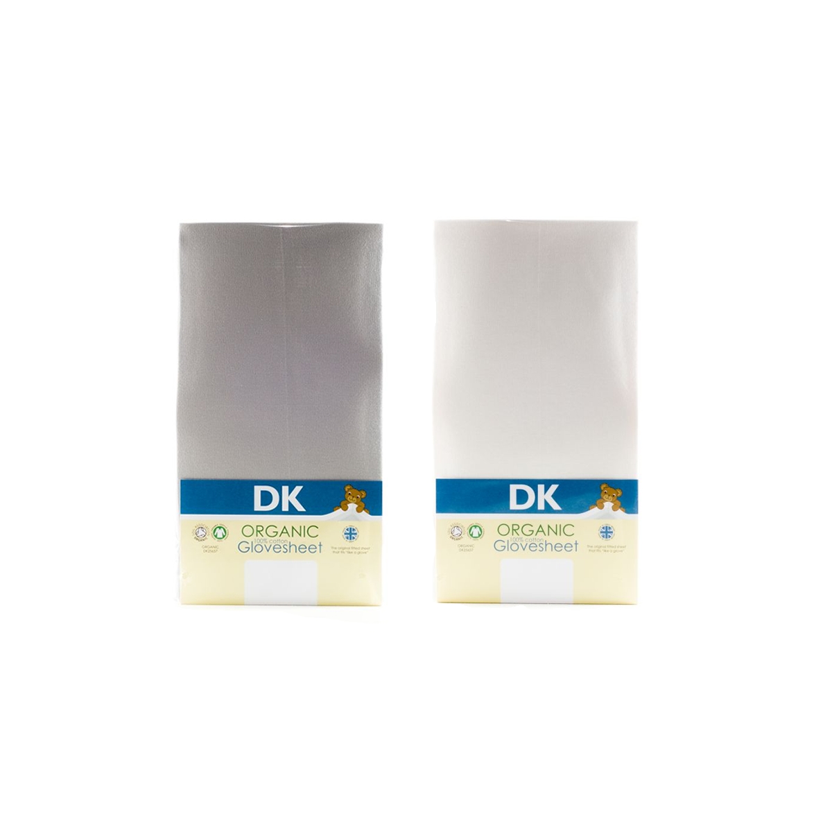 DK Glove 2 Pack Organic Sheets for Maxi Cosi Iora 80x50cm-White/Grey 