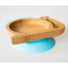 eco rascals Snail Shaped Bamboo Suction Plate-Blue