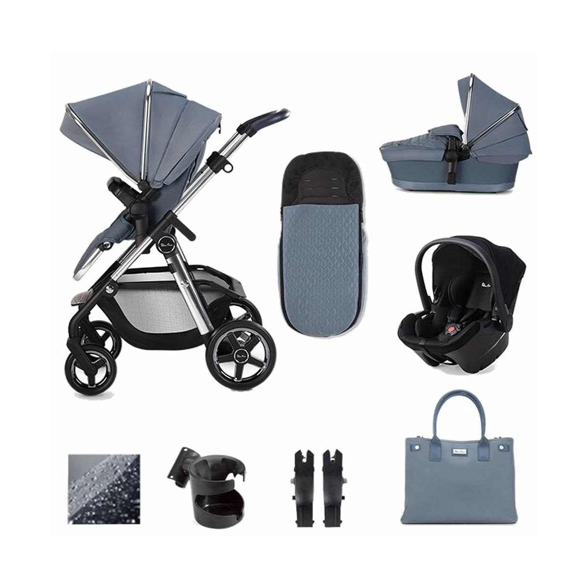 sky blue silver cross changing bag