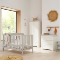 Tutti Bambini Malmo 3 Piece Room Set with Cot Top Changer-Dove Grey & White (2022)