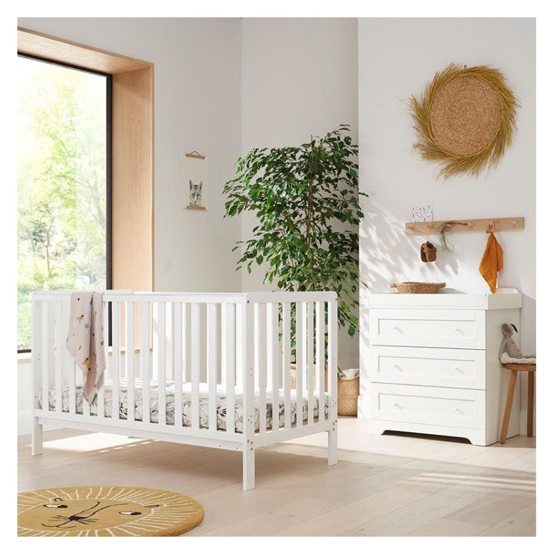 Tutti Bambini Malmo 2 Piece Room Set with Cot Top Changer-White (2022)
