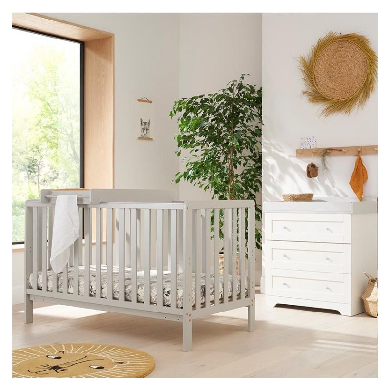 Tutti Bambini Malmo 2 Piece Room Set with Cot Top Changer-Dove Grey & White (2022)