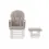 Obaby Reclining Glider Chair and Stool-White with Sand Cushions