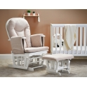 Obaby Reclining Glider Chair and Stool-White with Sand Cushions