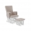 Obaby Deluxe Reclining Gilder Chair and Stool-White with Sand Cushions