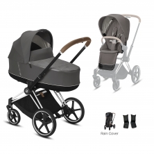 Cybex Priam Chrome Pushchair with Lux Carry Cot-Soho Grey/Brown (2020)