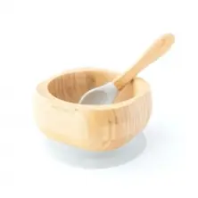 eco rascals Bamboo Suction Bowl & Spoon Set-Grey