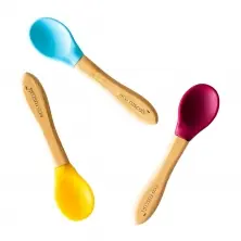 eco rascals Pack of 3 Mixed Colour Spoons-Yellow/Blue/Red