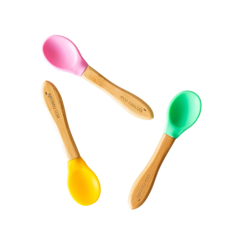 eco rascals Pack of 3 Mixed Colour Spoons-Pink,Green,Yellow (NEW)