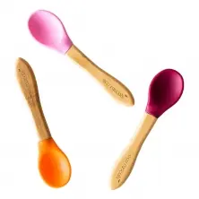 eco rascals Pack of 3 Mixed Colour Spoons-Pink/Red/Orange