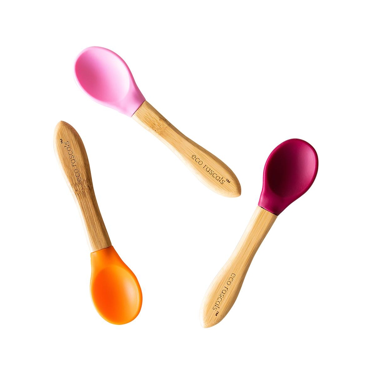 eco rascals Pack of 3 Mixed Colour Spoons