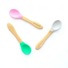 eco rascals Pack of 3 Mixed Colour Spoons-Grey/Pink/Green