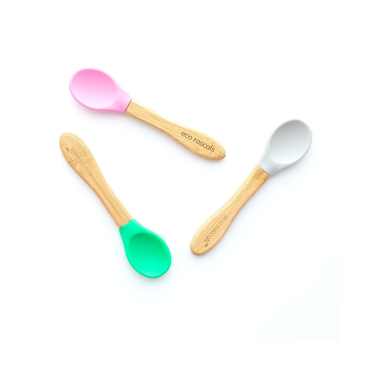 eco rascals Pack of 3 Mixed Colour Spoons