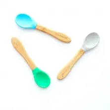 eco rascals Pack of 3 Mixed Colour Spoons-Grey/Blue/Green