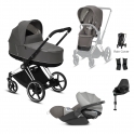 Cybex e-Priam Chrome Pushchair with Lux Carry Cot & Cloud Z Car Seat-Soho Grey/Black (NEW)