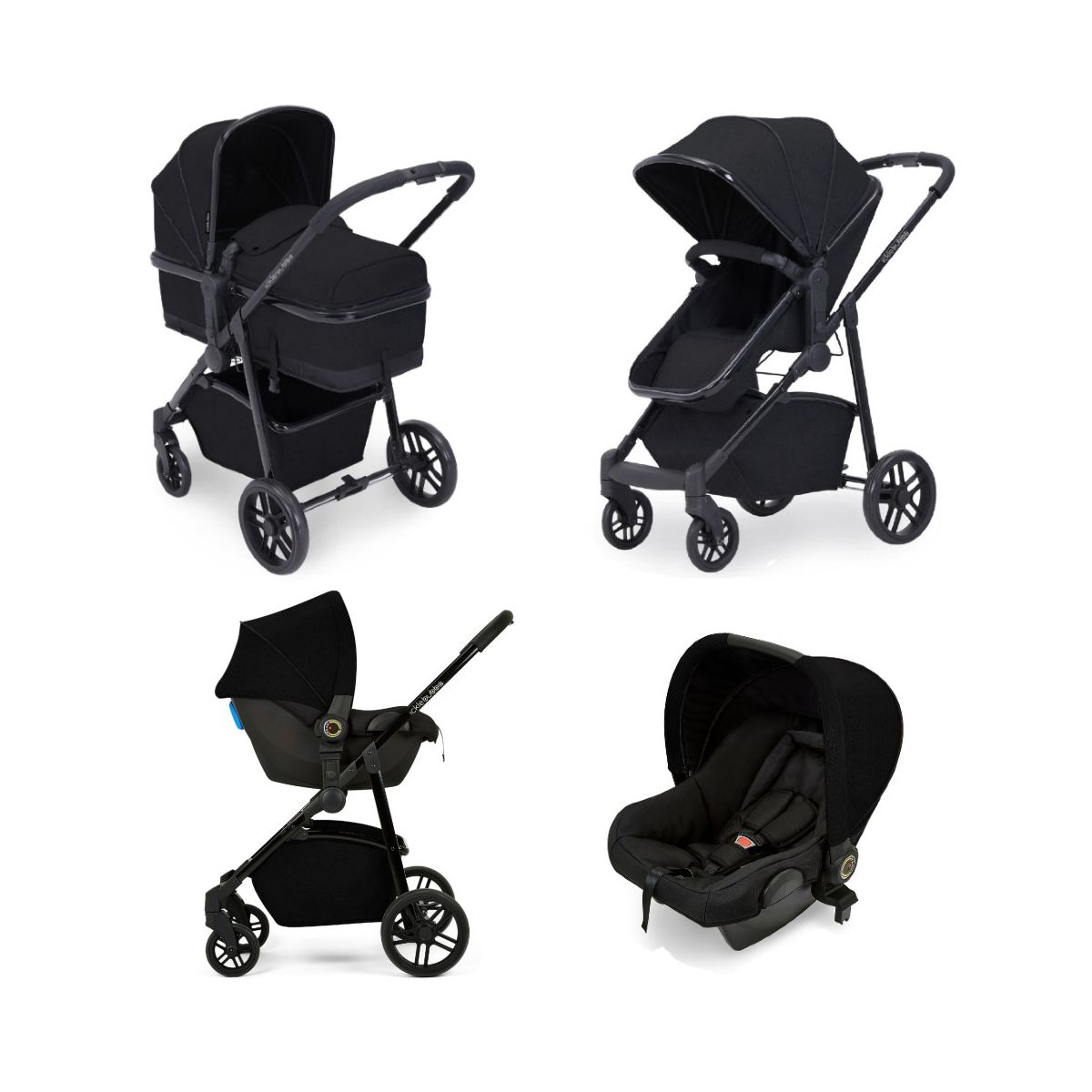 Ickle bubba Moon All-in-One Travel System with Astral Carseat-Black 