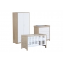 Babymore Luno 3 Piece Furniture Room Set-Oak/White