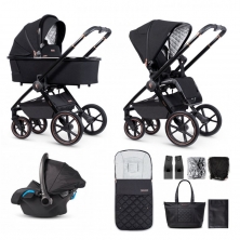 Venicci Tinum 3-In-1 Travel System Bundle Special Edition Stroller-Stylish Black With FREE parasol