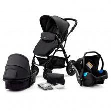 Kinderkraft Moov 3in1 (Mink Car Seat) Travel System With Carrycot-Black