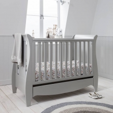 Tutti Bambini Roma Mini Sleigh Cot bed With Under Bed Drawer-Dove Grey *