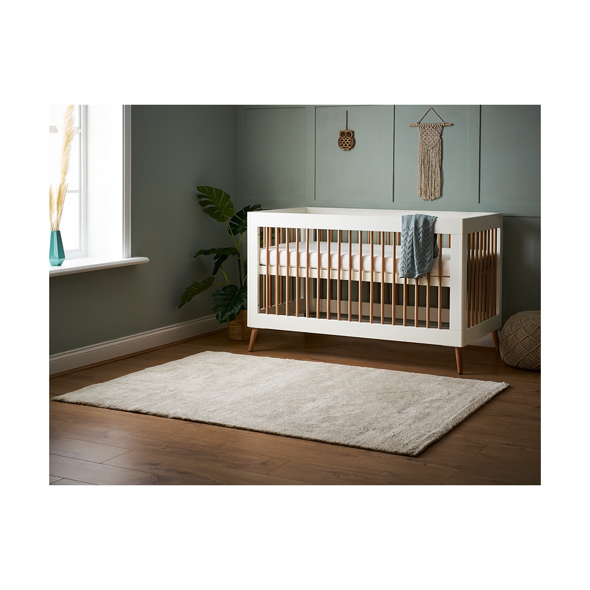 white and natural cot