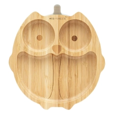 eco rascals Owl Shaped Bamboo Plate-Grey