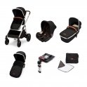 Ickle Bubba Eclipse Chrome Frame Travel System With Galaxy Carseat & Isofix Base-Jet Black/Tan