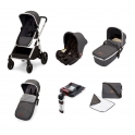 Ickle Bubba Eclipse Chrome Frame Travel System With Galaxy Carseat & Isofix Base-Graphite Grey/Black