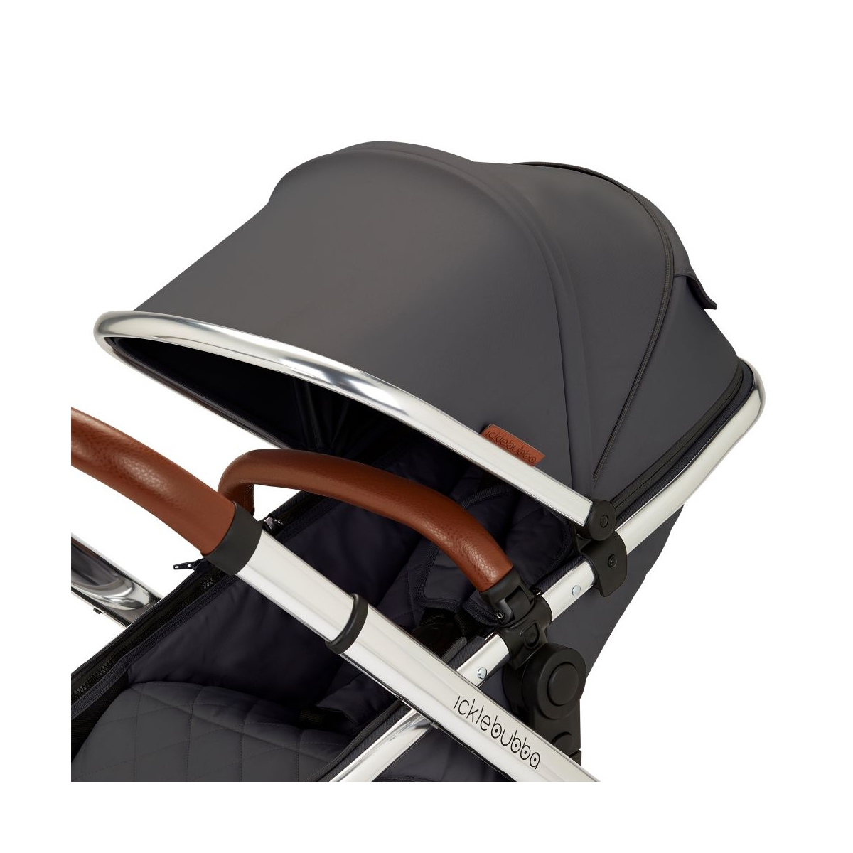 Ickle Bubba Eclipse Chrome Frame Travel System With Galaxy Carseat & Isofix BaseGraphite Grey/Tan