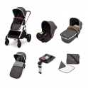 Ickle Bubba Eclipse Chrome Frame Travel System With Galaxy Carseat & Isofix Base-Graphite Grey/Tan