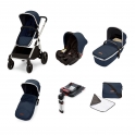 Ickle Bubba Eclipse Chrome Frame Travel System With Galaxy Carseat & Isofix Base-Midnight Blue/Black