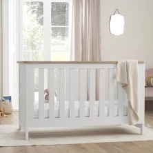 Tutti Bambini Verona Cot Bed-White/Oak + Free Nursing Pillow Worth £49.99!