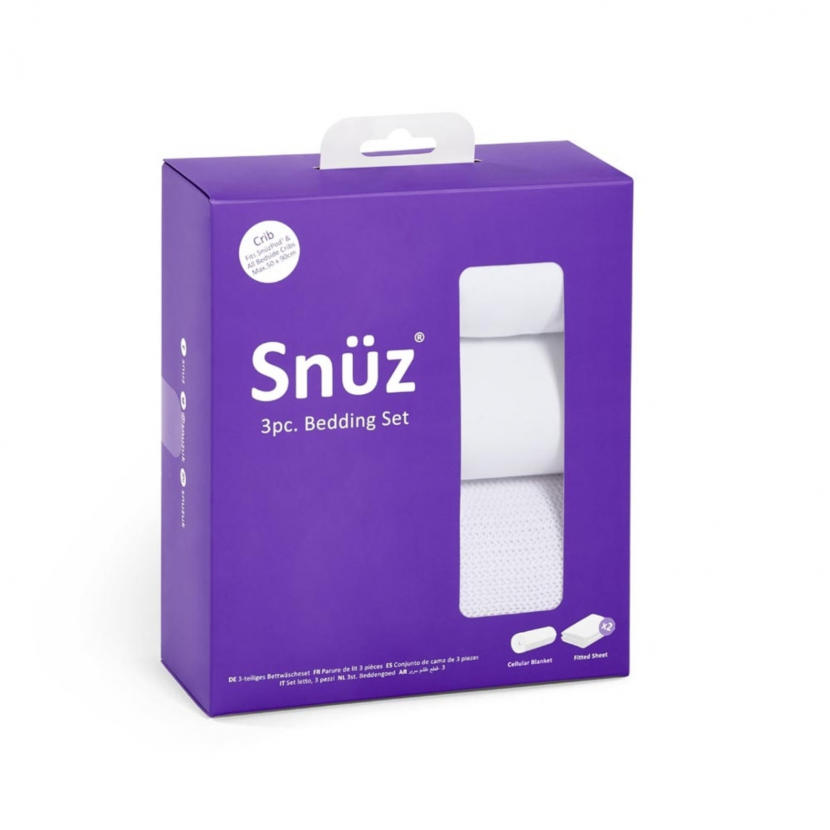 Image of Snuz 3 Piece Crib Bedding Set–White
