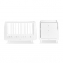 SnuzKot Skandi 2 Piece Nursery Furniture Set-White + FREE 117x68 Sprung Mattress Worth £79.99!