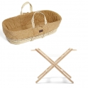 The Little Green Sheep Natural Quilted Moses Basket & Stand Bundle-Printed Honey