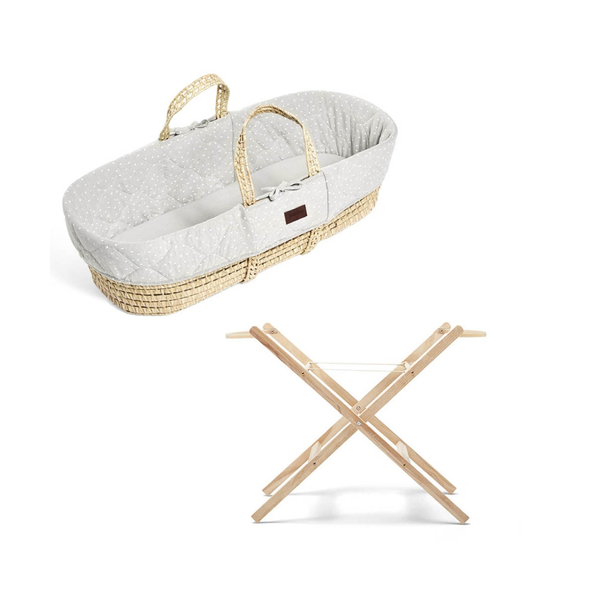 The Little Green Sheep Natural Quilted Moses Basket & Stand Bundle