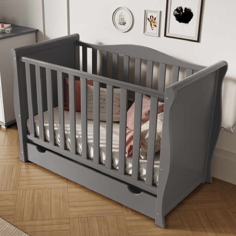 Little Babes Ltd Sleigh Mini Cot Bed-Grey 