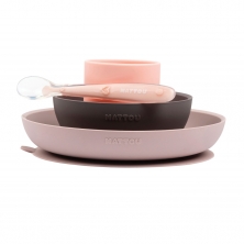 Nattou Silicone-Tableware 4pc Set-Pink