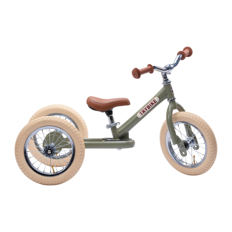 TrybikeSteel 2 In 1 Balance Bike Vintage Green