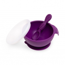 Bumkins First Feeding Set-Bowl with Spoon and Lid Purple