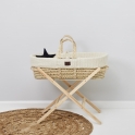 The Little Green Sheep Natural Knitted Moses Basket and Stand Bundle-Linen