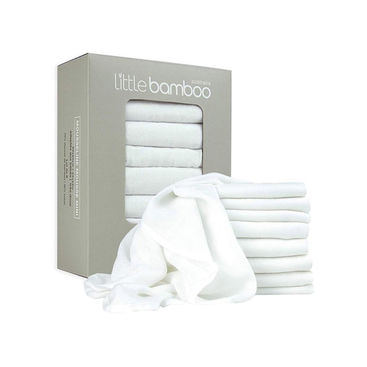 Little Bamboo 8 Pack Muslin Squares White