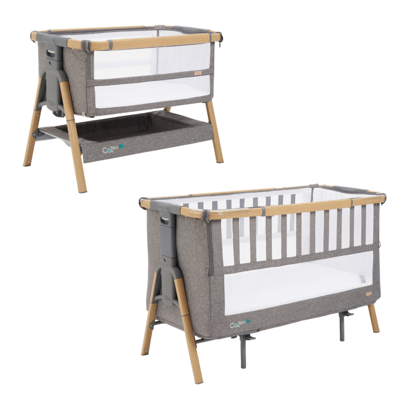 Tutti Bambini Cozee XL Bedside Crib & Cot Bundle-Oak/Charcoal
