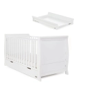Obaby Stamford Classic Sleigh Cot Bed & Cot Top Changer-White 