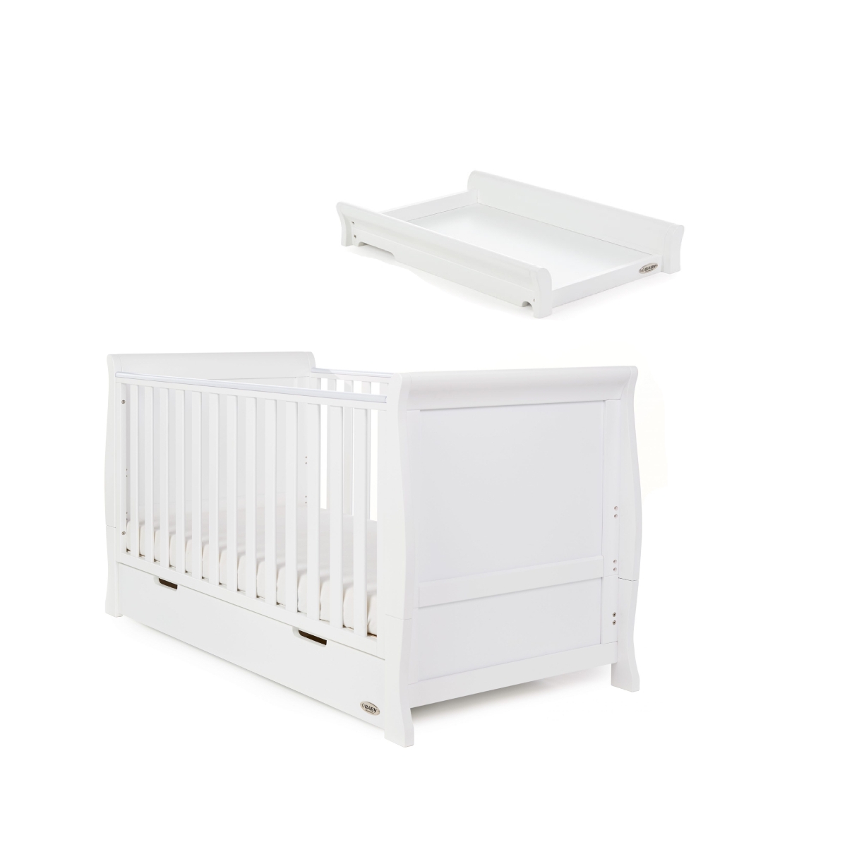 Obaby Stamford Classic Sleigh Cot Bed & Cot Top Changer
