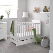 Obaby Grace Mini Cot Bed & Under Drawer-White
