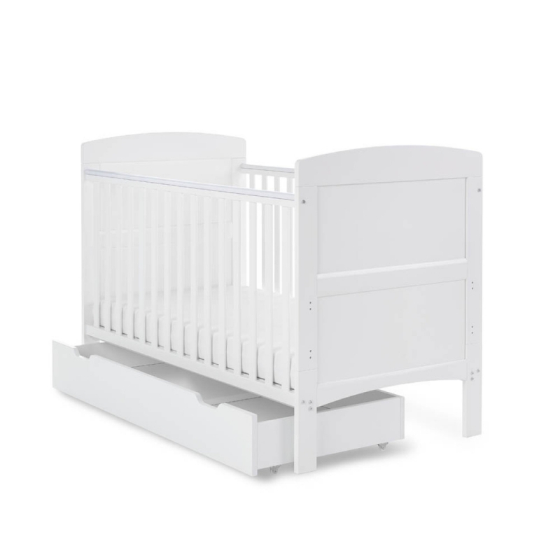 Obaby Grace Cot Bed & Under Drawer-White 