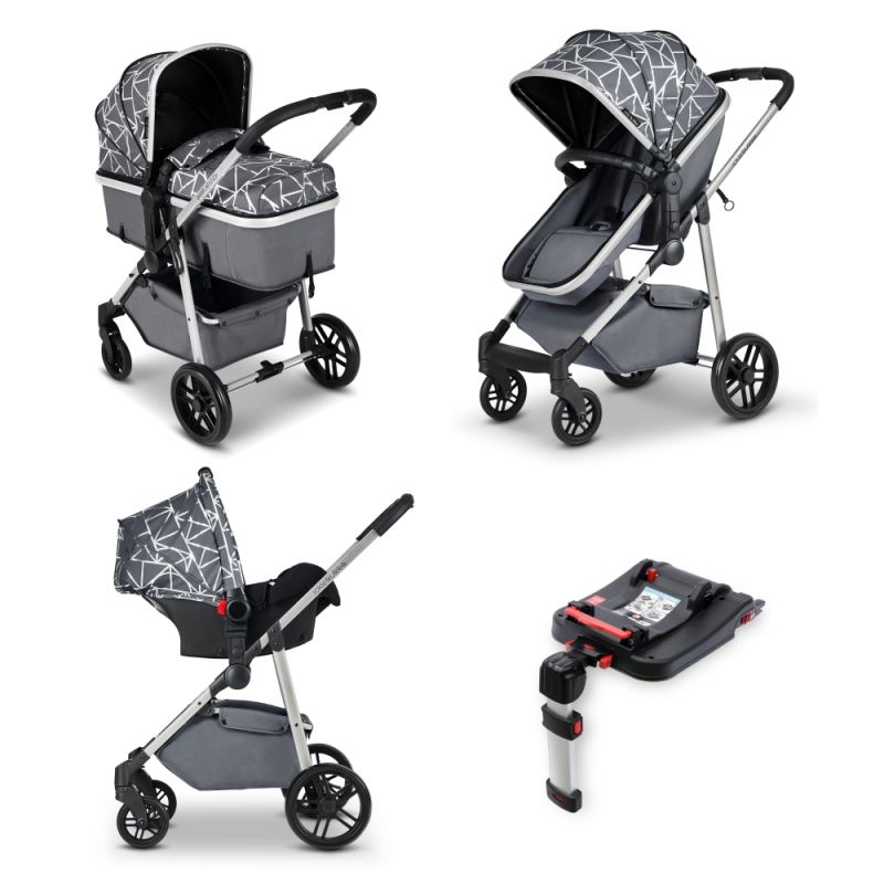 Ickle Bubba Moon 3-In-One Travel System  with Galaxy Carseat & Isofix Base-Sparkle