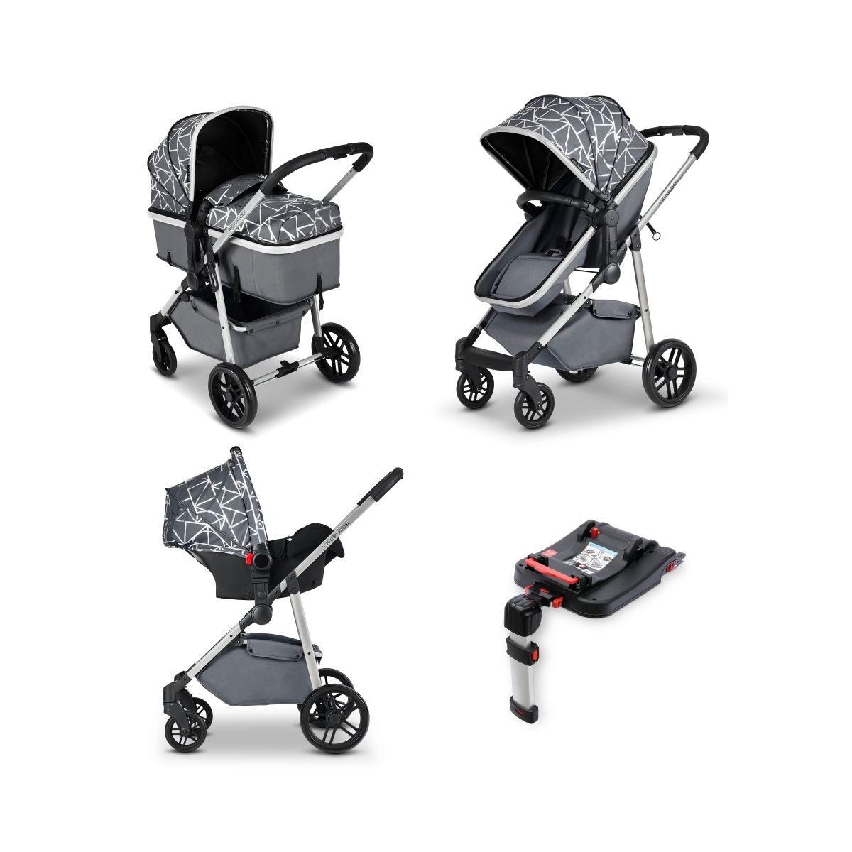 Ickle Bubba Moon 3-In-One Travel System with Galaxy Carseat & Isofix Base