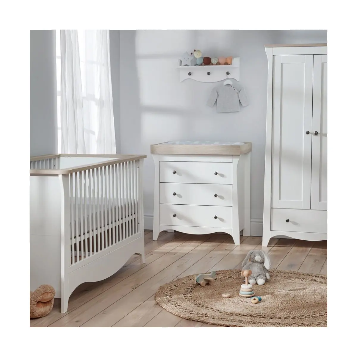 Image of CuddleCo Clara 3 Piece Furniture Set-White/Driftwood Ash